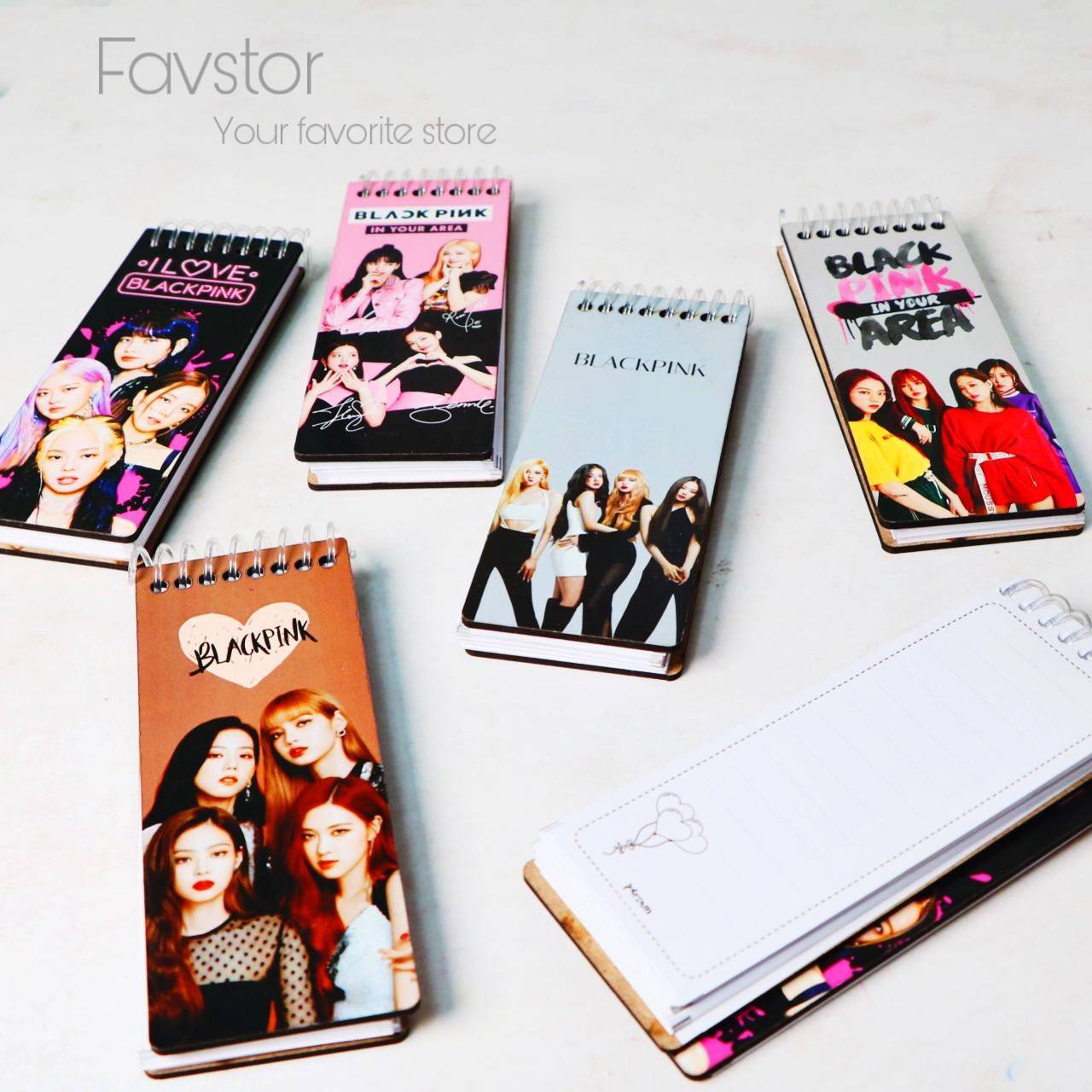 دفترچه یاداشت جلد چوبی باریک طرح Black Pink