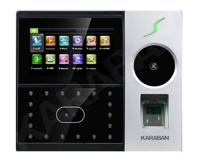 دستگاه حضور غیاب تشخیص کف دست و چهره کارابان مدل کی تی ای 950 پی
