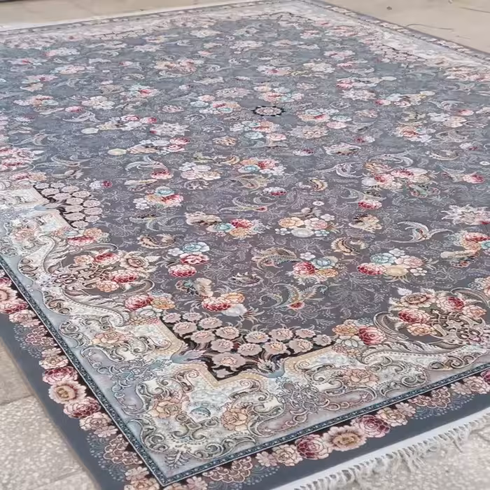 فرش ماشینی طرح الماس رنگ دودی12متری700شانه تراکم2550