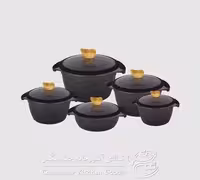 سرویس قابلمه 10 پارچه داخل سرامیک بدنه مشکی یونیک مدل UN-8850