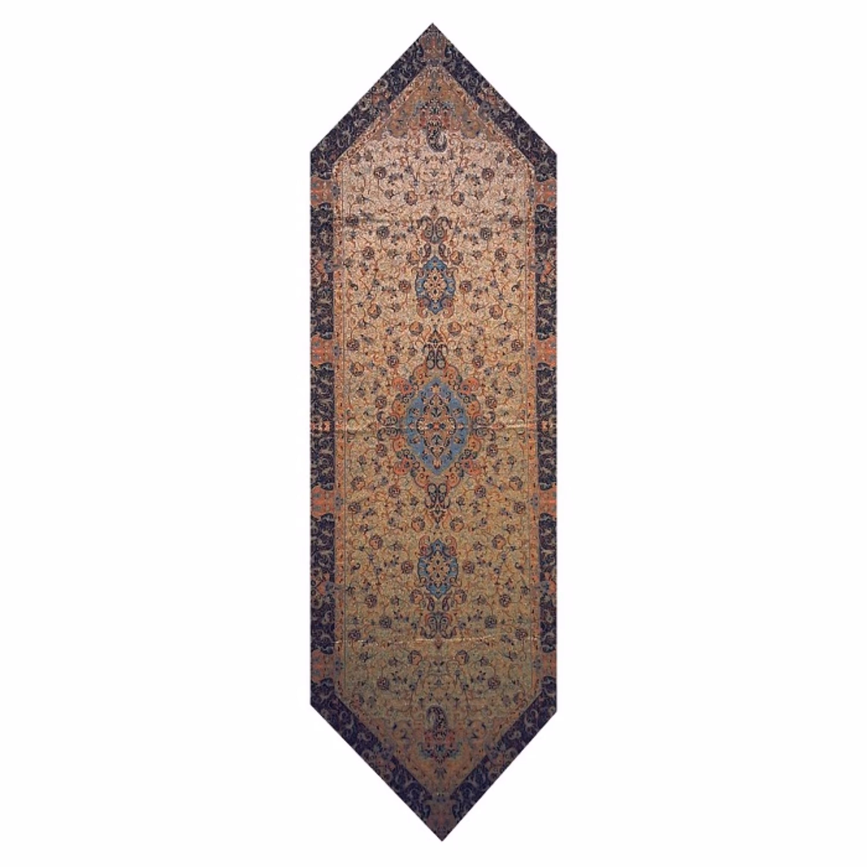 رومیزی رانر ترمه ابریشم کد TRRA60 نفیس رنگ نقره ای آستر کرم یراق دوزی