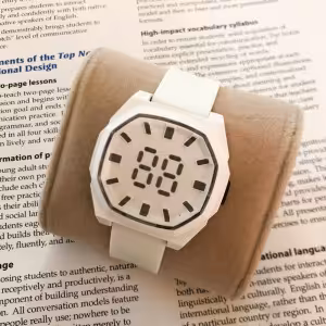 ساعت ال ای دی بندژله ای هشت ضلعی سفید