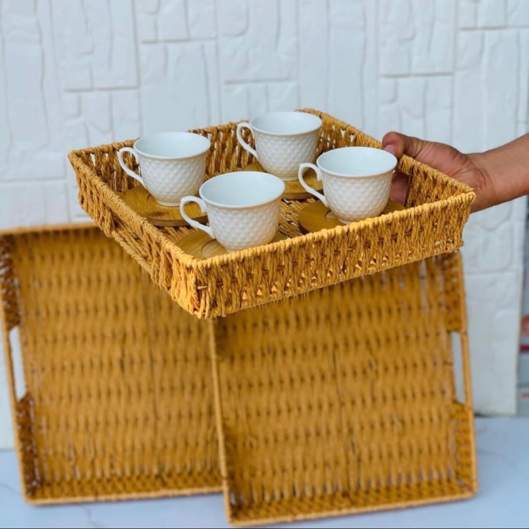 سبد حصیری سه تکه مخصوص پذیرایی پر کاربرد