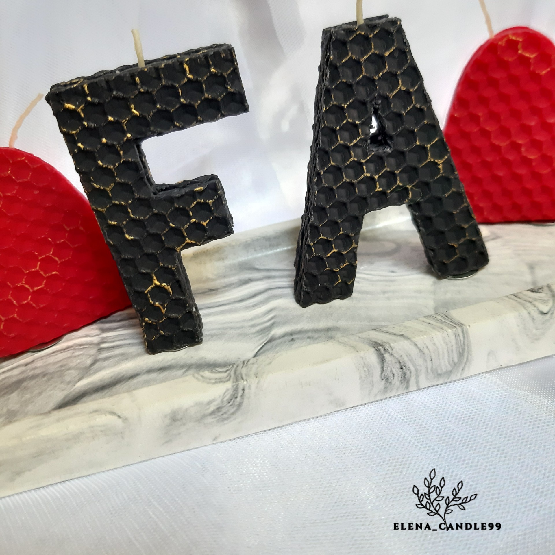 شمع حروف اسم موم عسلی