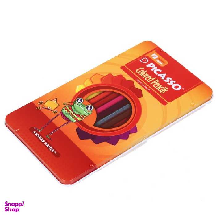 مداد رنگی 12 رنگ جعبه فلزی پیکاسو مدل 6095