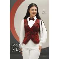 ست مزون دوز مجلسی برند set مدل یوکابد کد 1848 رنگ زرشکی