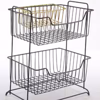 سبد سیب زمینی و پیاز  مستطیل 2 طبقه کادین مدل دایان  رنگ مشکی