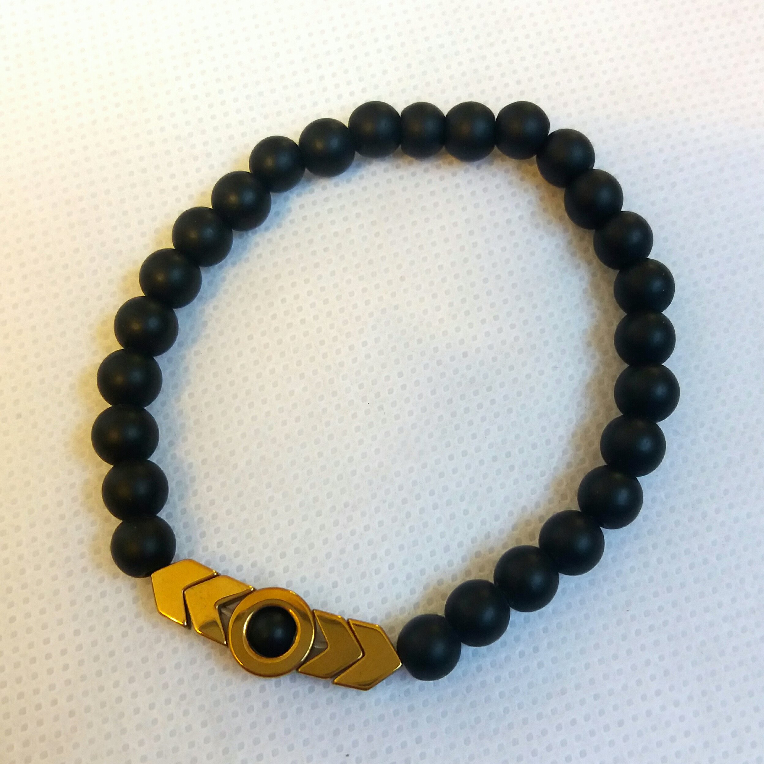 دستبند اونیکس و حدید دایره و فلش