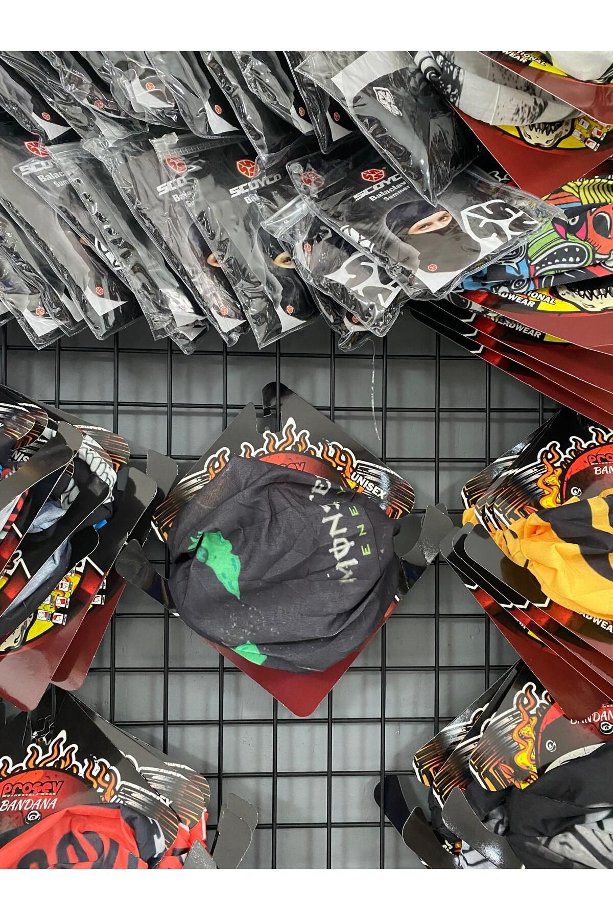 هدبند/دستمال سر موتورسیکلت سبز هدبند دستمال موتور انرژی سیاه و سفید Bandana Baf پروسو Prosev