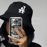 کلاه باکت LA مشکی کتان فری سایز