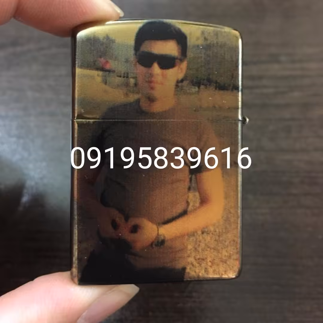 فندک زیپو روکش طلای با  حک اسم و چهره با جعبه ارجینال 