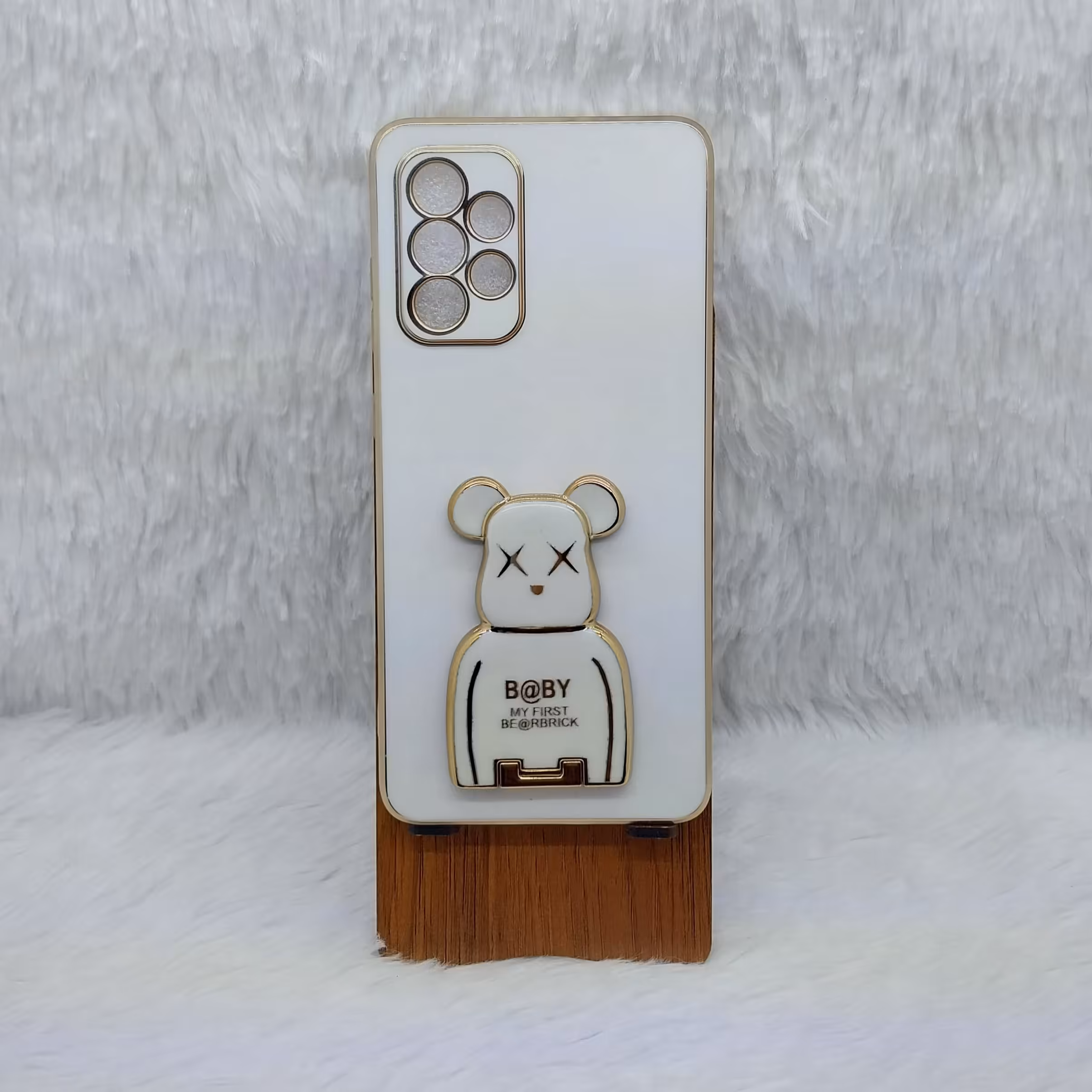 گارد (قاب) گوشی A52 مدل مای کیس استندشو خرسی رنگ سفید مناسب گوشی Samsung A52-A52s