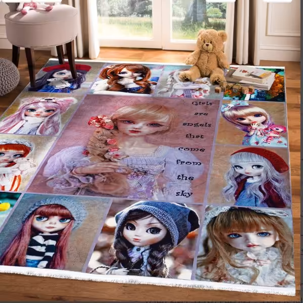 فرش ماشینی کودک طرح باربی 1.5در2.25متری تمام رنگ