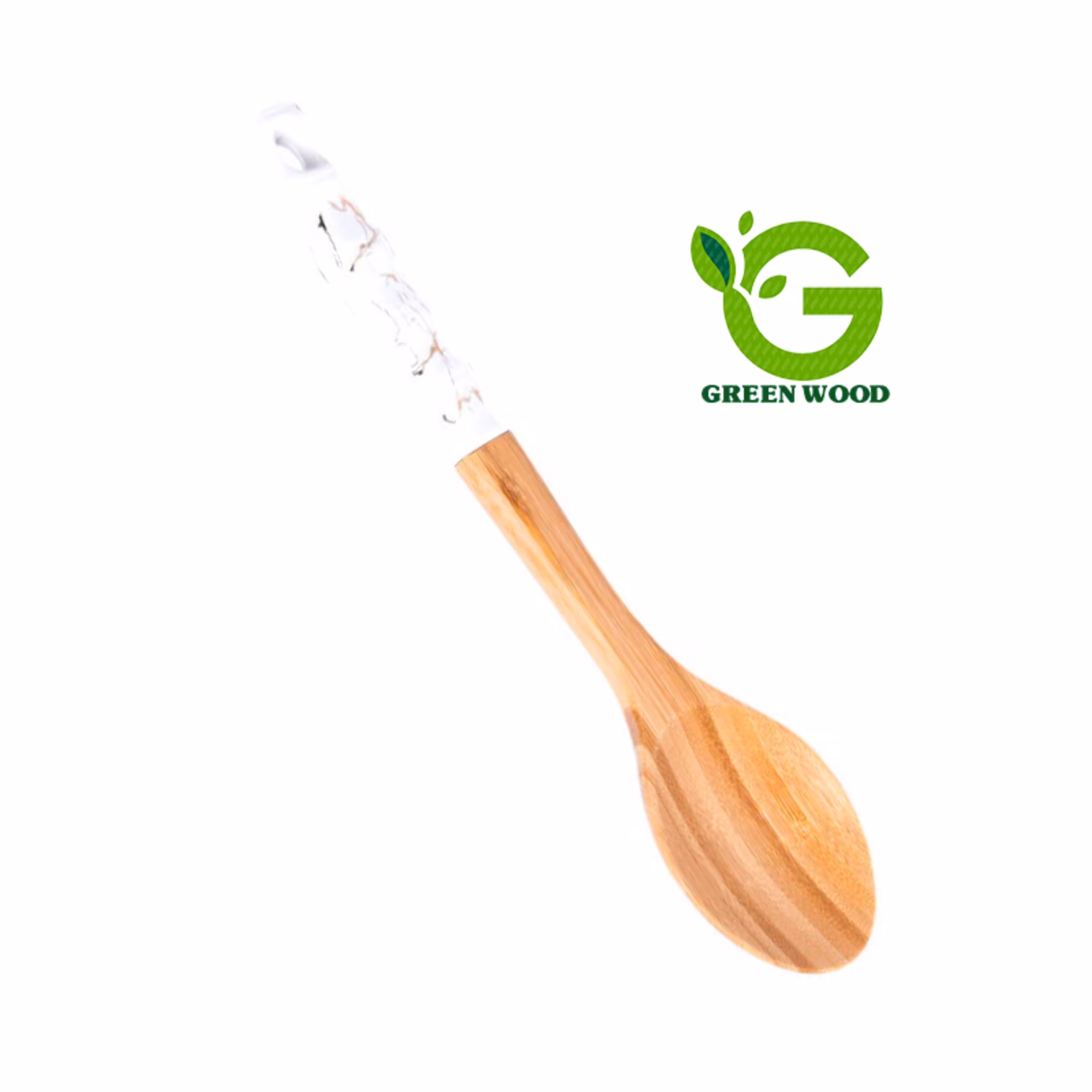 قاشق آشپزی بامبو دسته سرامیکی مدل ماربل  White  کد Gw40302002