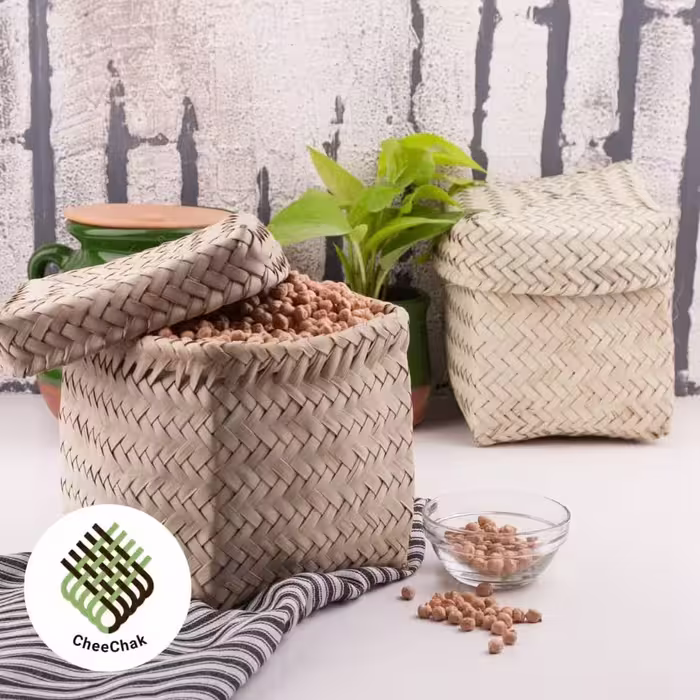 جعبه حصیری حبوبات دردار ارتفاع، طول و عرض  15 سانتی متر(سبد)