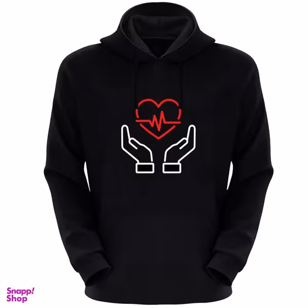 هودی زنانه مدل دست و قلب S67 رنگ مشکی