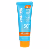 فلوئید ضد آفتاب بی رنگ باباریا SPF 50 مدل SENSITIVE ‌مناسب برای پوست‌های حساس حجم 75 میلی‌لیتر