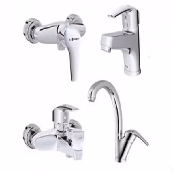 ست 4 تکه شیرآلات شودر مدل پاریس کروم