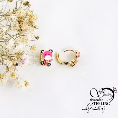 گوشواره خرس صورتی بچه گانه کد 17385