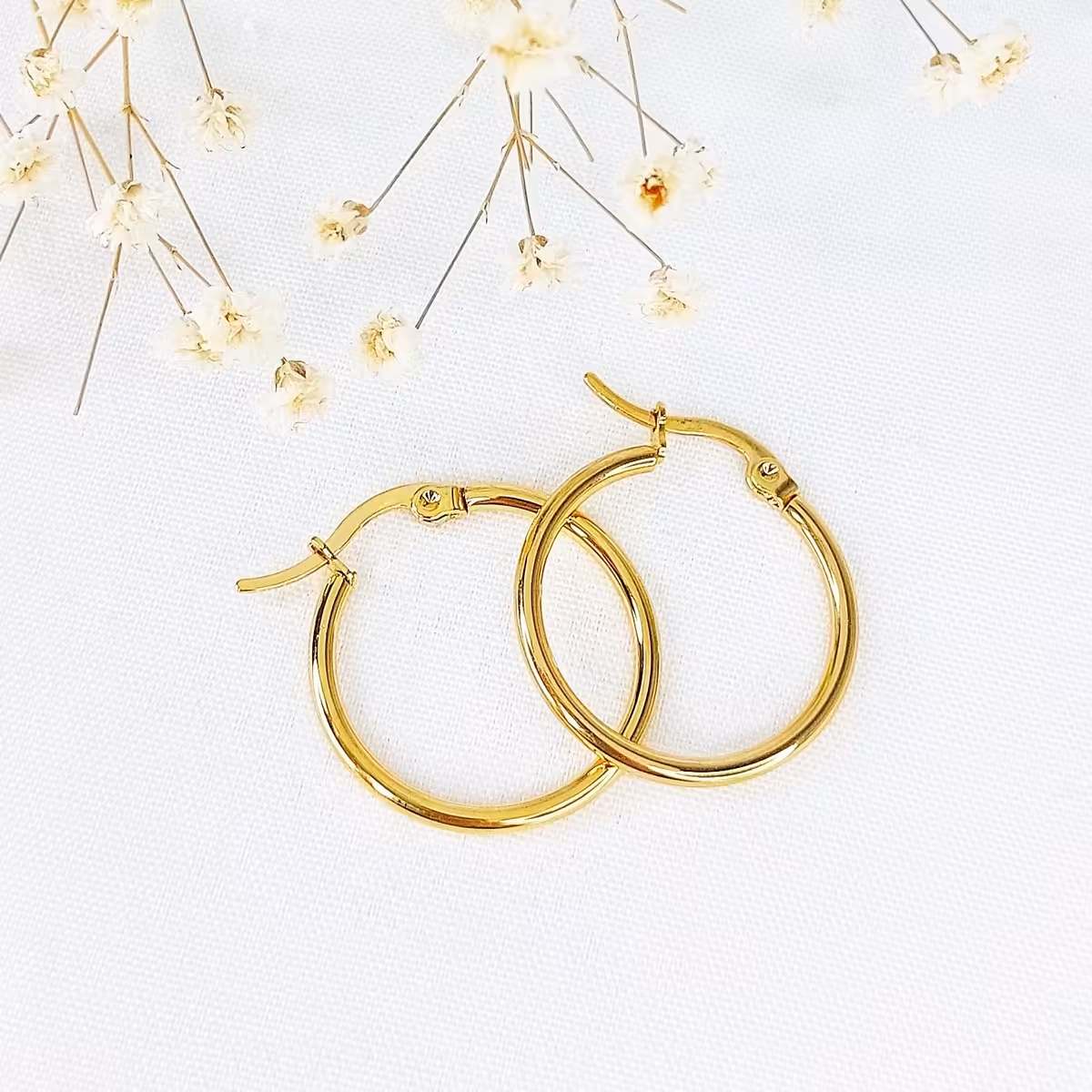 گوشواره حلقه ای استیل طرح طلا کد 10941