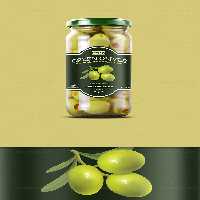 موکاپ ظرف شیشه ای زیتون | گرافیک با طعم تربچه