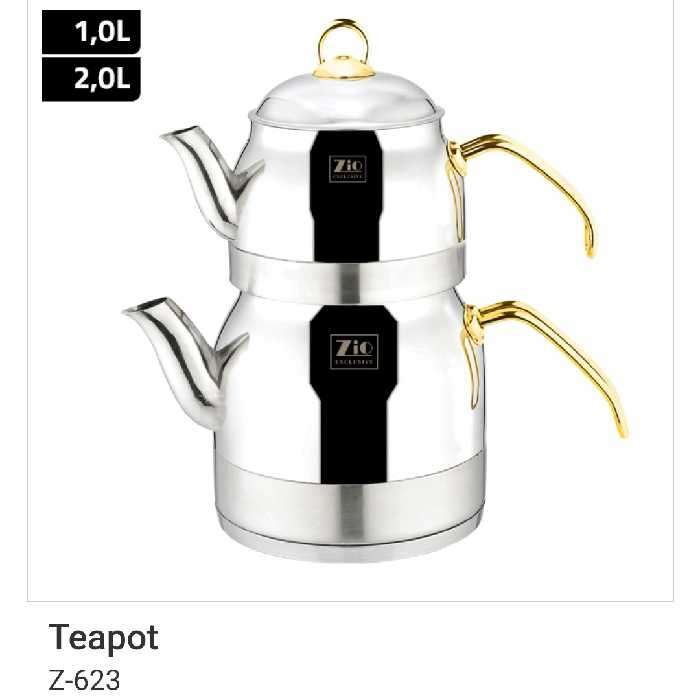 کتری و قوری زیو Zio ظرفیت 1 و 2 لیتر مدلZ-623(اصلی) (کد2) 

