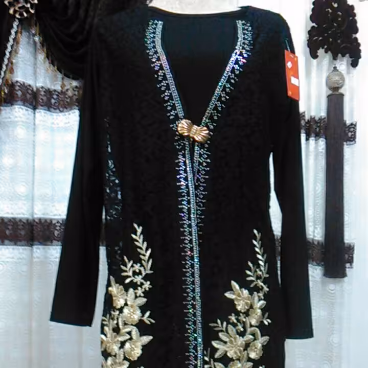 تونیک مجلسی گل برجسته طلایی