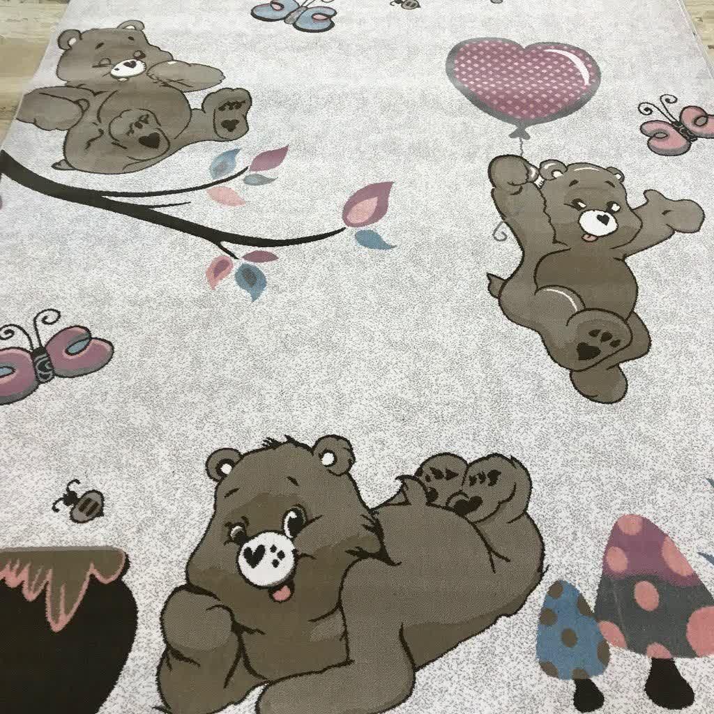 فرش کودک طرح خرس کارتونی 500 شانه تراکم 1000،سایز150در225(چهارمتری)