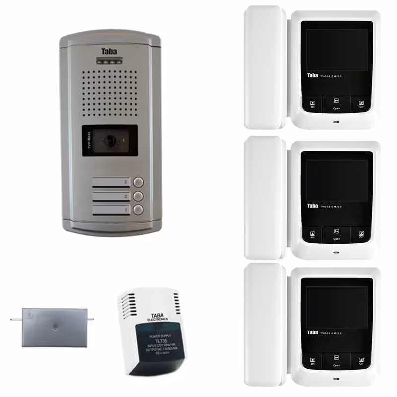 آیفون تصویری تابا . پک کامل 3 واحدی  . مدل 1090 با پنل سپهر 