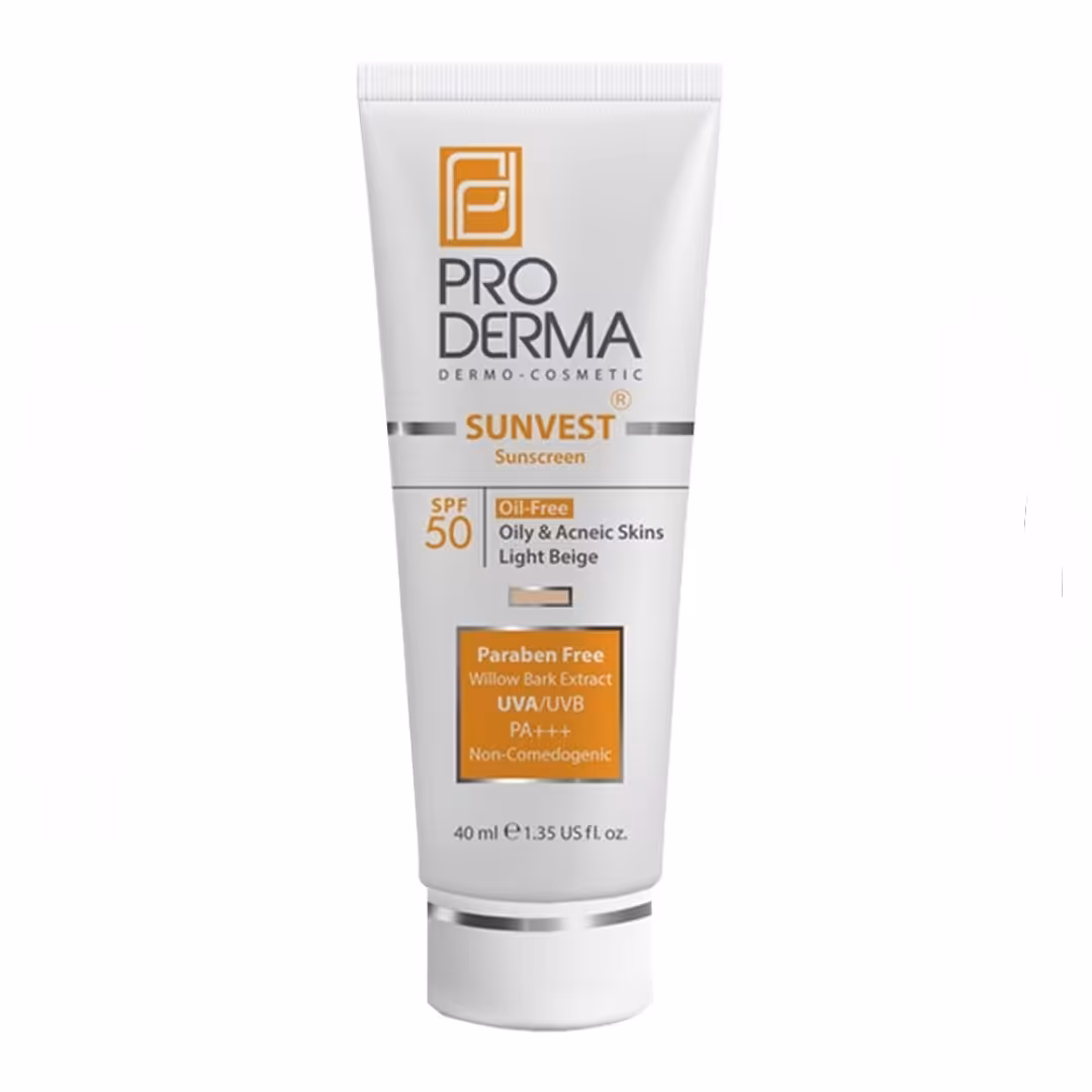 کرم ضدآفتاب فاقد چربی spf50 پرودرما بژ روشن