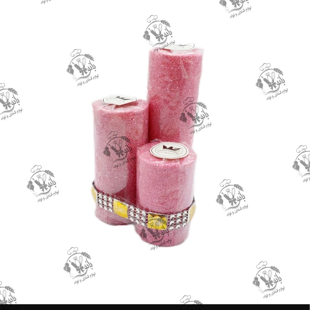 شمع استوانه صورتی پک 3 تایی-قابل فروش به صورت تک سایز-