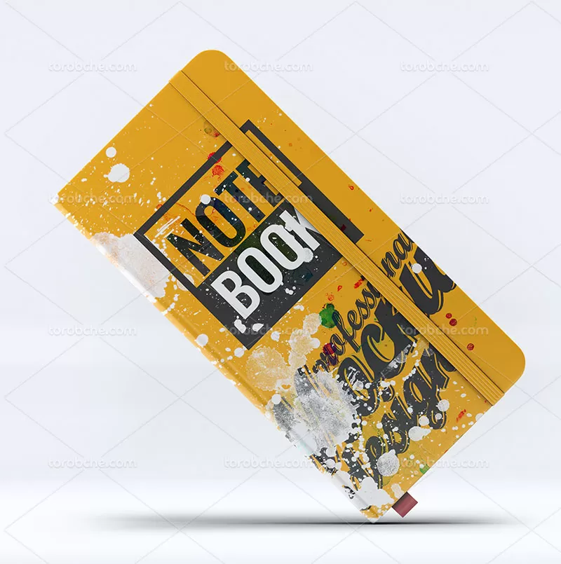 موکاپ لایه باز دفترچه از زاویه رو به رو | گرافیک با طعم تربچه