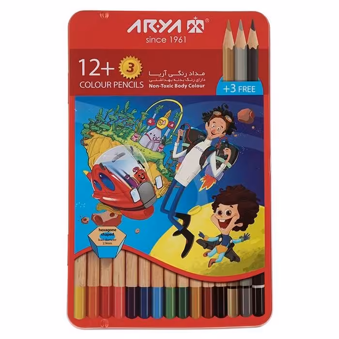مدادرنگی 12رنگ فلزی آریا