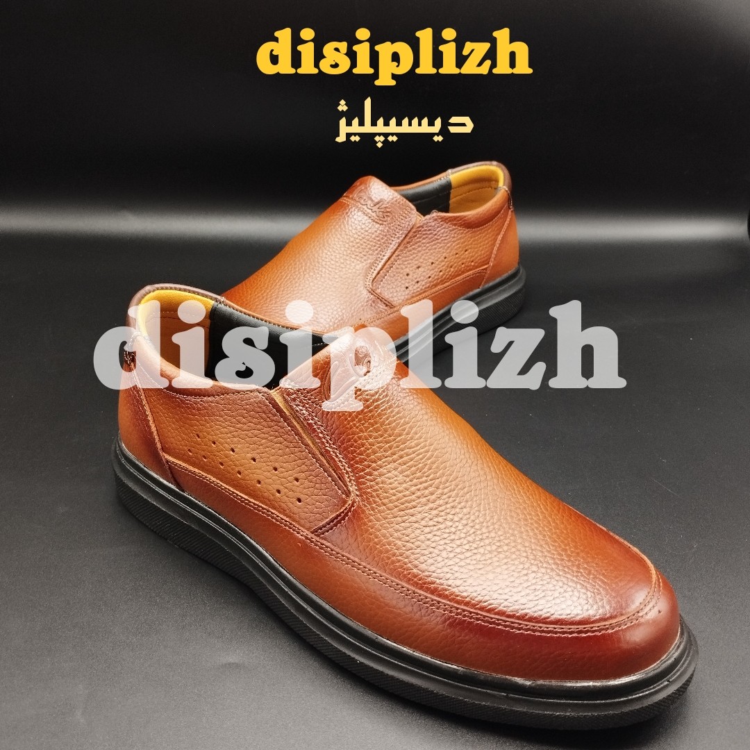 کفش چرم طبیعی مردانهبی بند سایز 40تا44 تولیدی کفش آقای خاص کد400