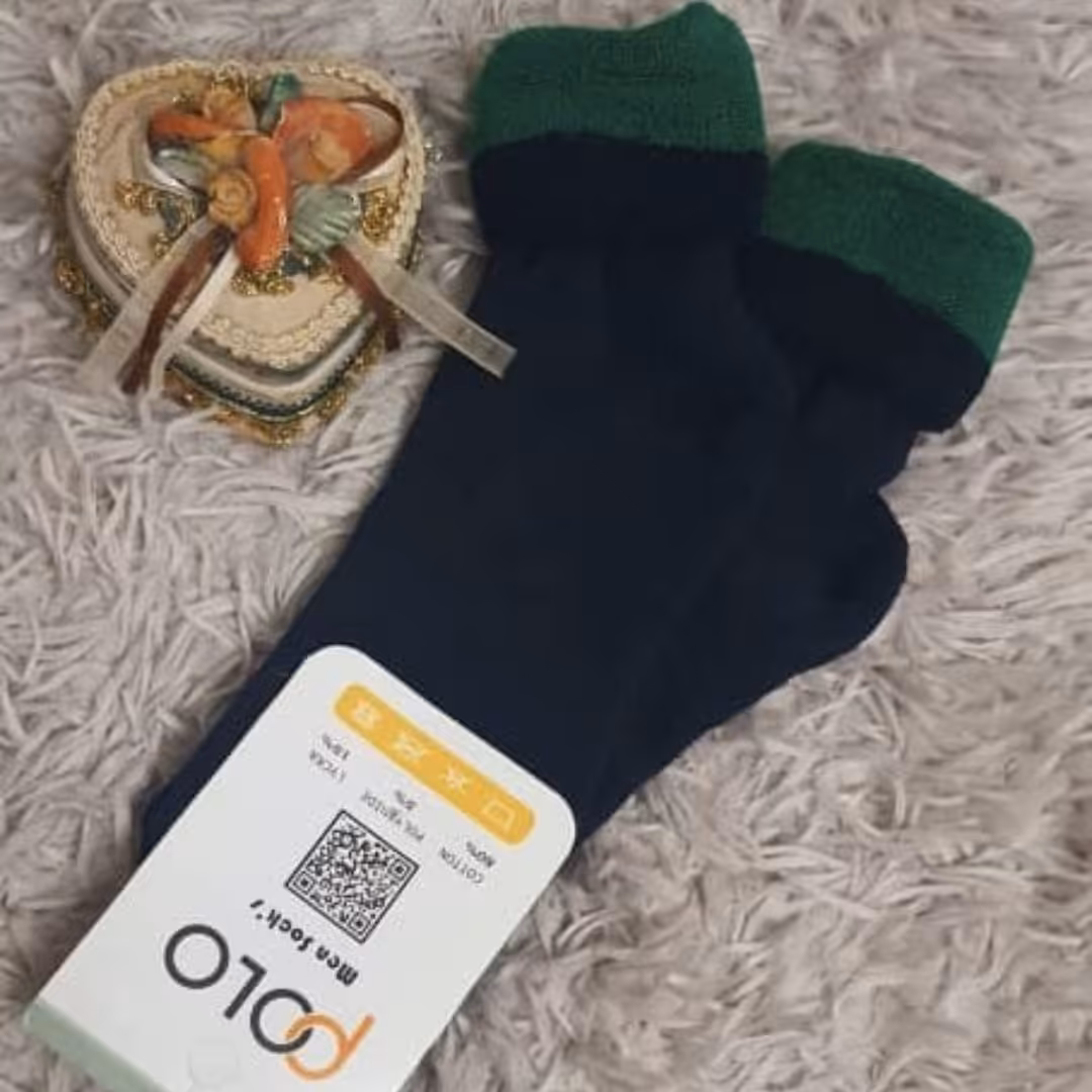 جوراب پشمی مشکی و سبز