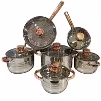 سرویس قابلمه استیل 12 پارچه دسته طلایی اصل برند رویال آلمان 