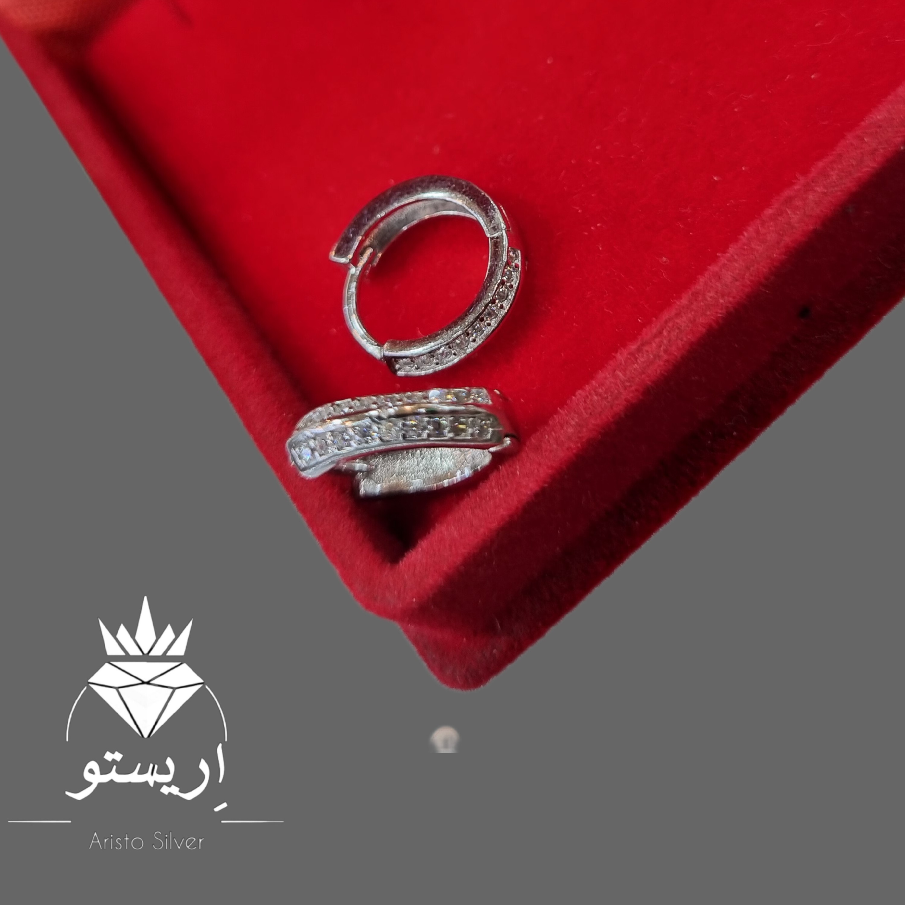 گوشواره نقره میکرو عیار 925 و آبکاری طلاسفید مشابه طلا همراه با فاکتور