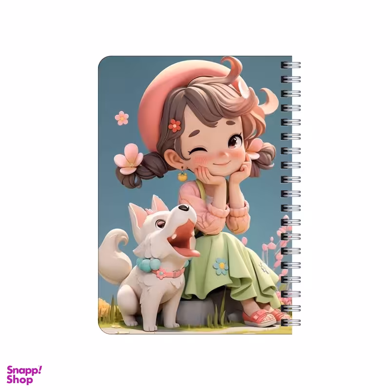 دفترچه یادداشت بامبیلیپ مدل چوبی طرح دختر چشمک زن و سگ کد 7041812