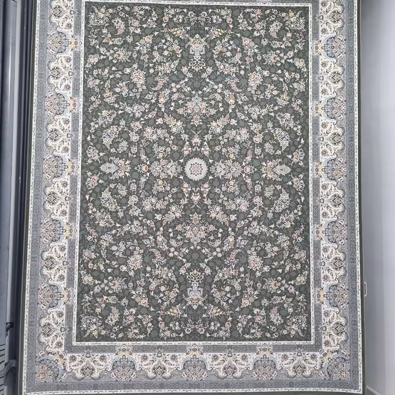 فرش ماشینی پاتریس 1500شانه طرح افشان سی گل طوسی 12متری