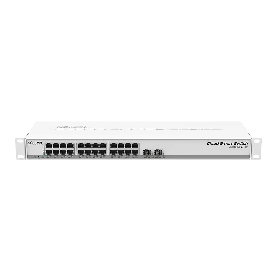 قیمت و خرید سوئیچ 24 پورت گیگابیت میکروتیک مدل CSS326-24G-2S RM | یاس ارتباط