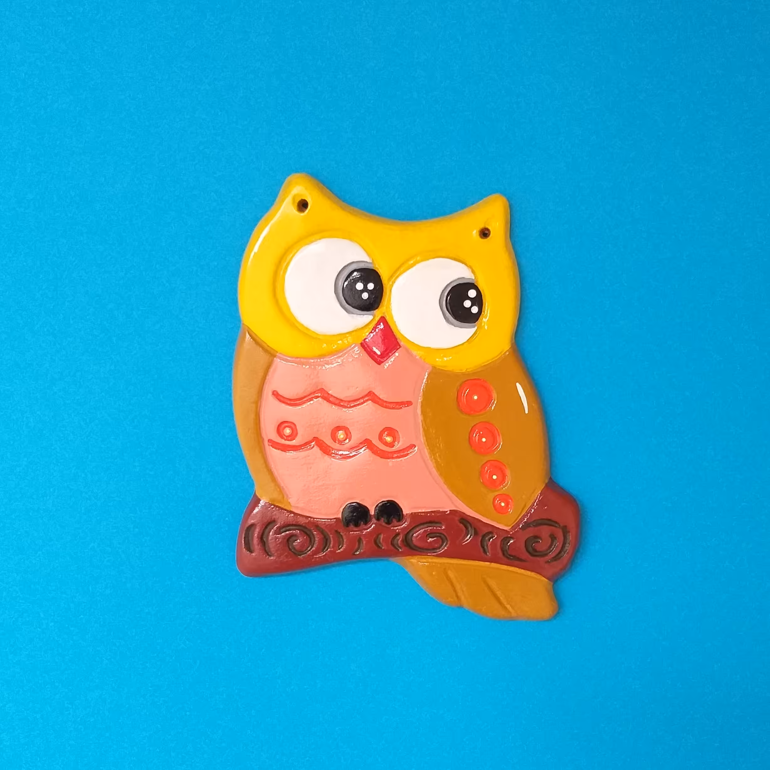 تابلو سفالی برجسته کودک طرح جغد ارتفاع15 کدS-2018