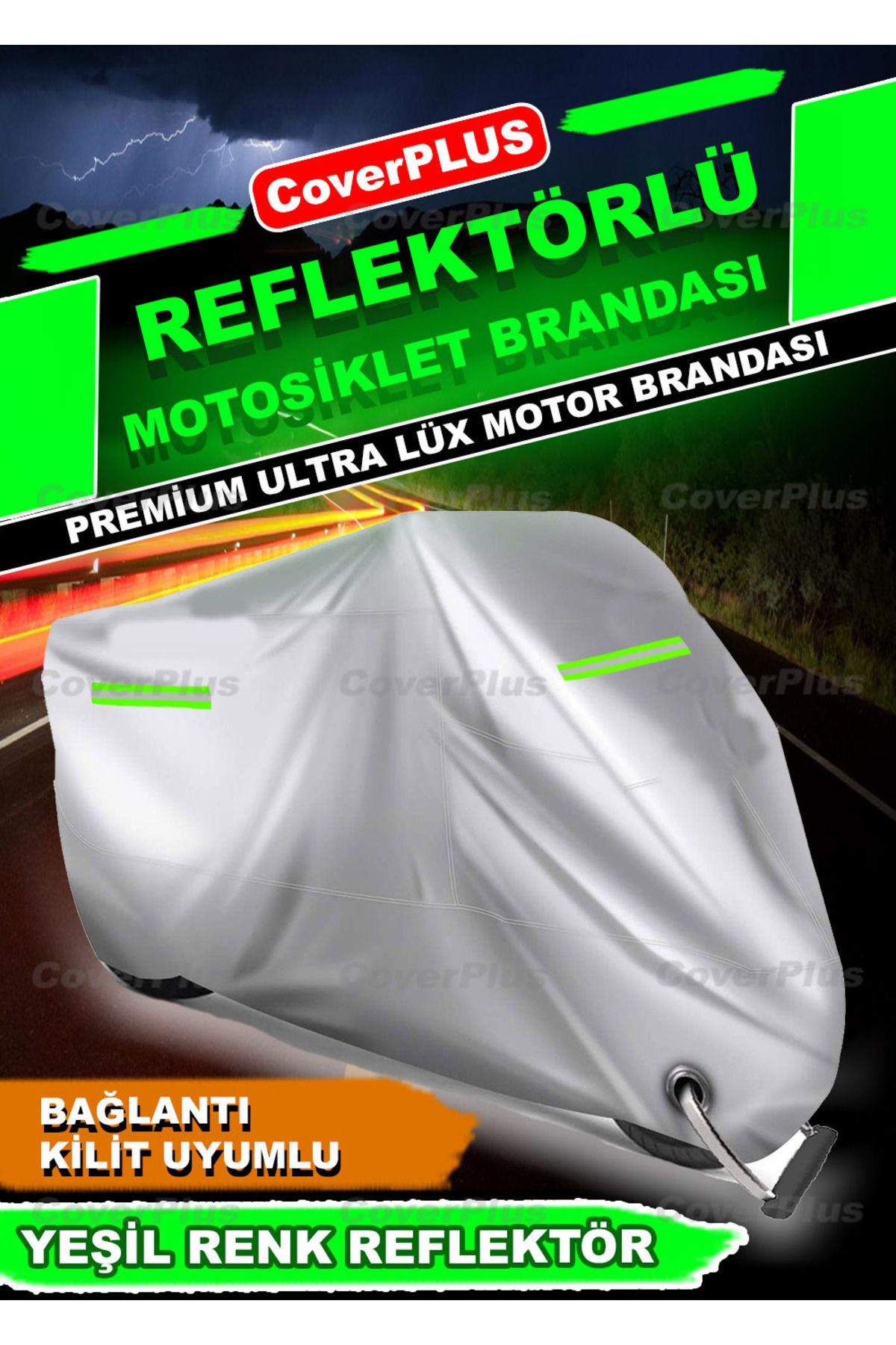 چادر موتورسیکلت خاکستری ورزش هوندا CBR 600 RR موتور سیکلت TARKET پوشش بازتابنده سبز CoverPlus