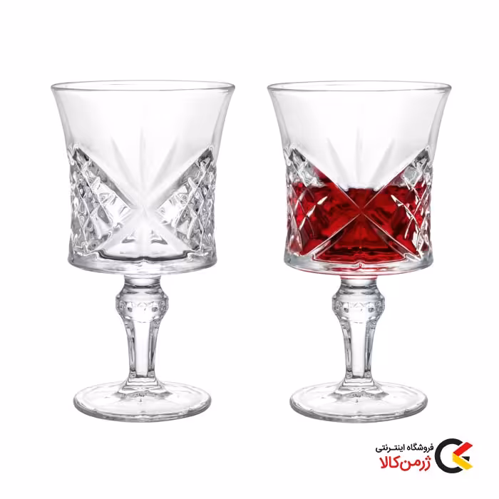 لیوان پایه دار شیشه ای برند مادام کوکو بسته 4 عددی طرح دار