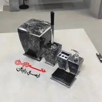 ست سرویس بهداشتی(5پارچه)برند هارمونی مدل آوا رنگ مشکی کروم طرح سنگ