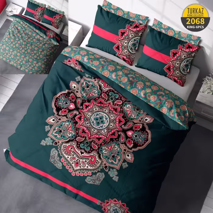 سرویس لحاف روتختی 2 نفره چاپی تنسل برند ترکاز(Turkaz) کد 2068
