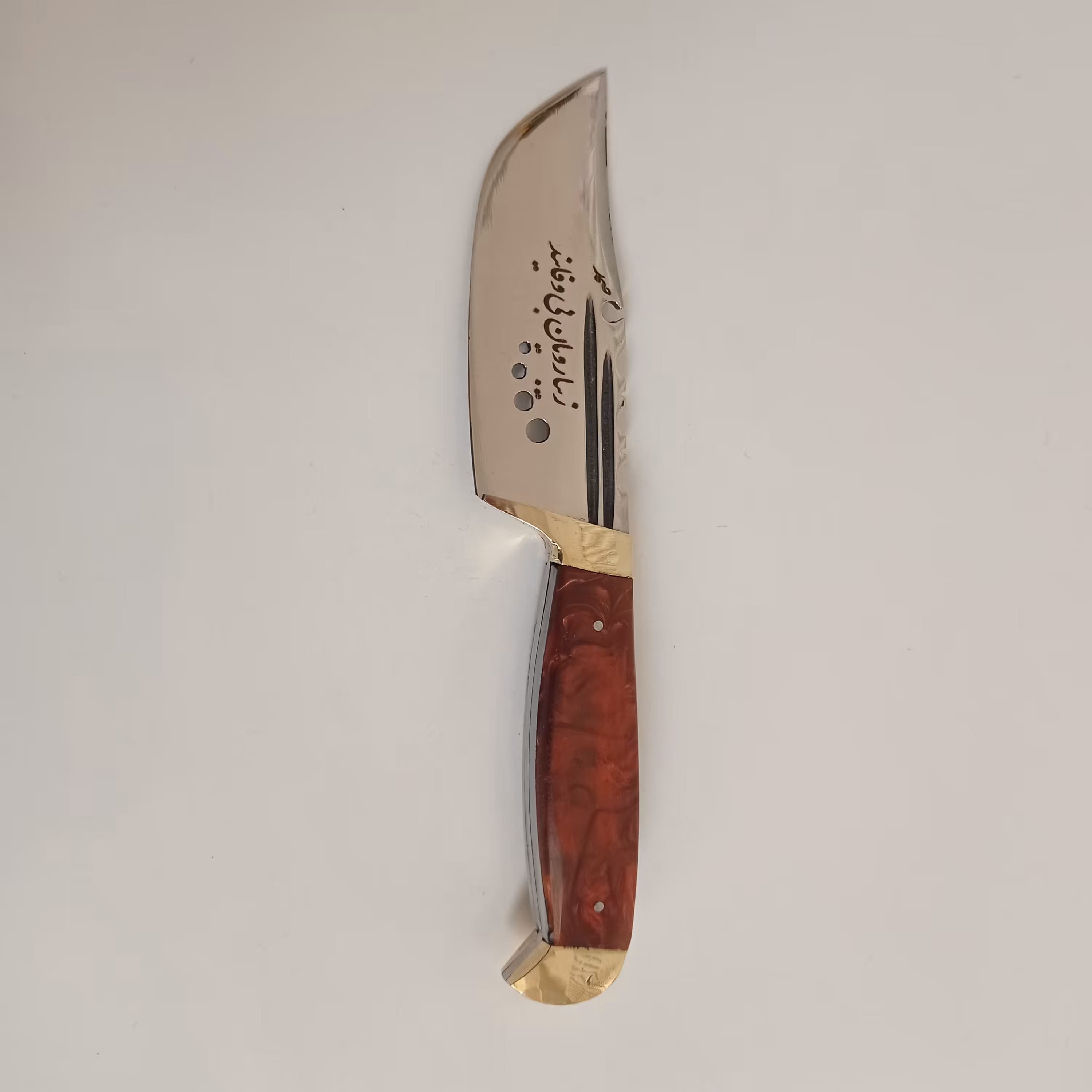 چاقو زنجان زیبا رویان استاد صمد سایز بزرگ دسته اپوکسی قرمز رنگ با کیفیت بسیار عالی 