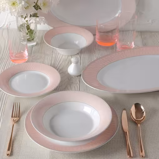 سرویس چینی زرین شهرزاد طرح ژانتی صورتی 6 نفره 35 پارچه