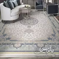 فرش پاتریس 1500شانه طرح طاووس کرم قالیچه 4متری