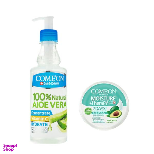 ژل آبرسان کامان مدل آلویه ورا حجم 400 میلی لیتر و کرم مرطوب کننده کامان مدل Oil Plus حجم 250 میلی لیتر