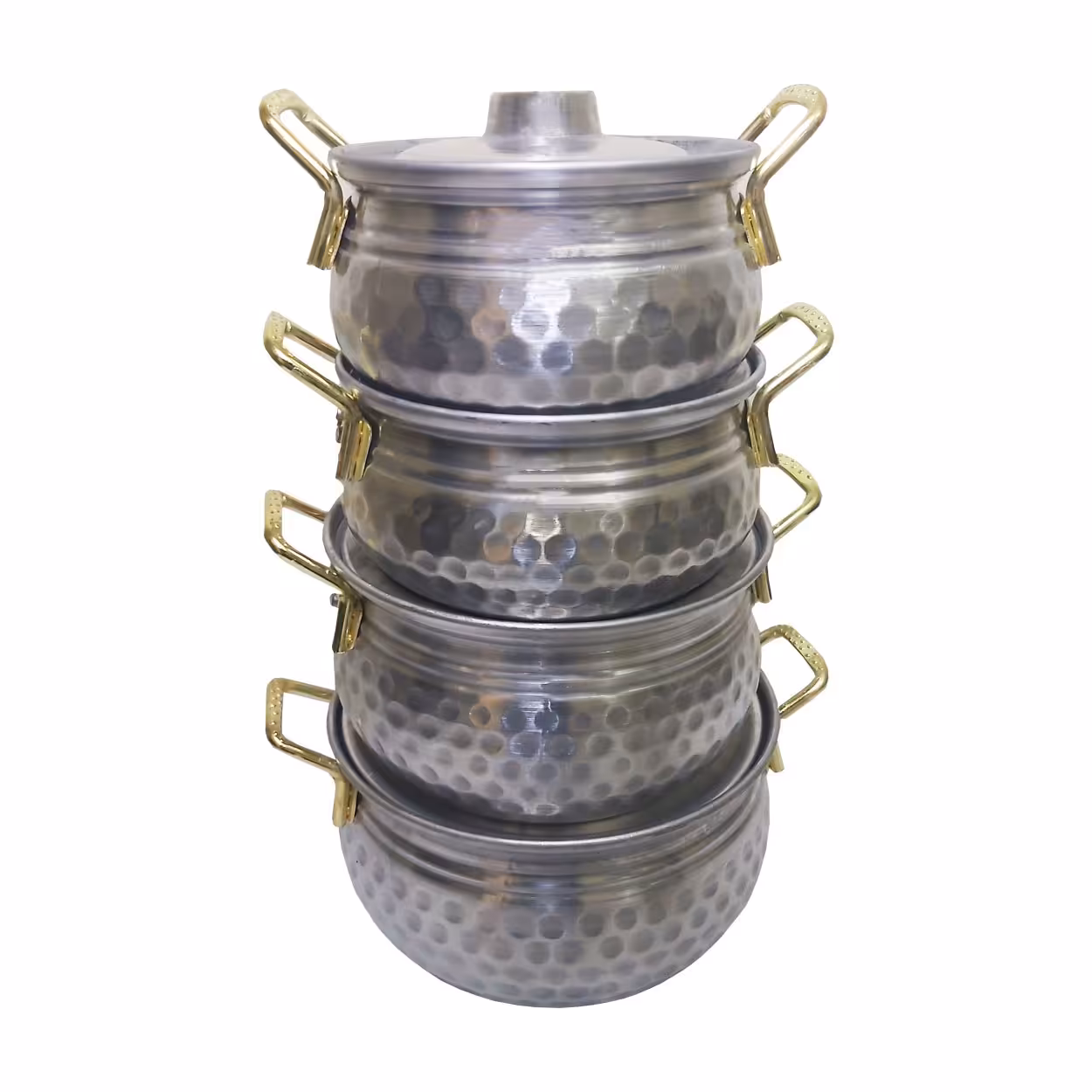 سرویس قابلمه 8 پارچه مدل چکشی طرح دسته طلایی